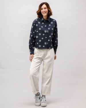 Urchin Boxy Flannel Blouse Navy