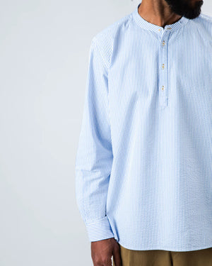 Seersucker Henley Shirt Blue