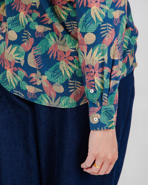 Flower Vichy Blouse Navy