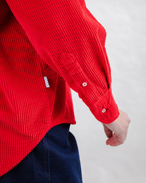 Corduroy Long Overshirt Red