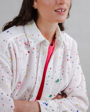 Splash Paint Corduroy Long Overshirt