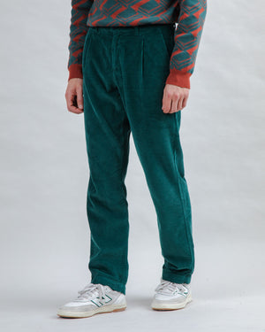 Corduroy Pleated Chino Pants Forest Green