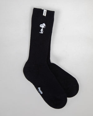 Peanuts Snoopy Ribbed Socks Black