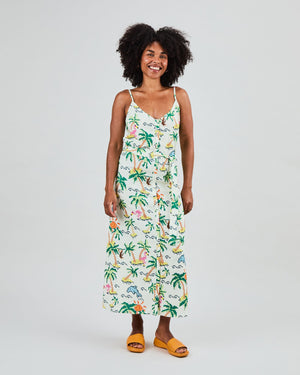 Tropical Pixel Strap Dress Blue