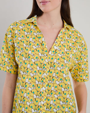 Peanuts Donuts Oversize Cropped Blouse Yellow