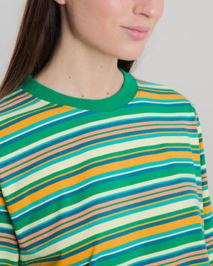 Stripes Boxy Tee Green