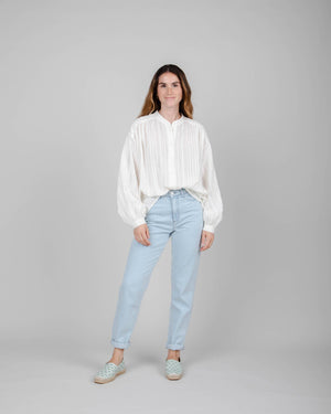 Polka Dot Boho Blouse White