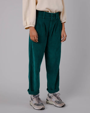 Corduroy Pleated Pants Sailing Green