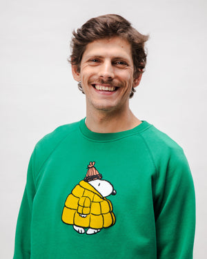 Peanuts Snow Cotton Sweatshirt Green