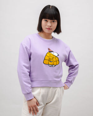 Peanuts Snow Rounded Cotton Sweatshirt Lavander