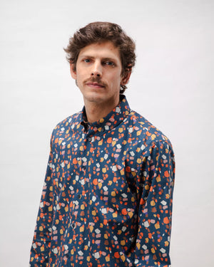 Geo Cotton Shirt Navy