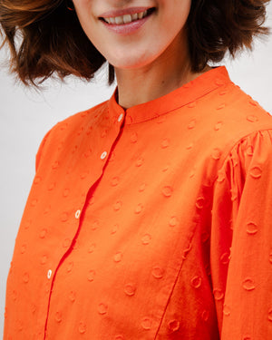 Polka Dot Romantic Cotton Blouse Orange