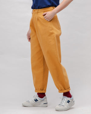 Pegged Cotton Twill Pants Ochre