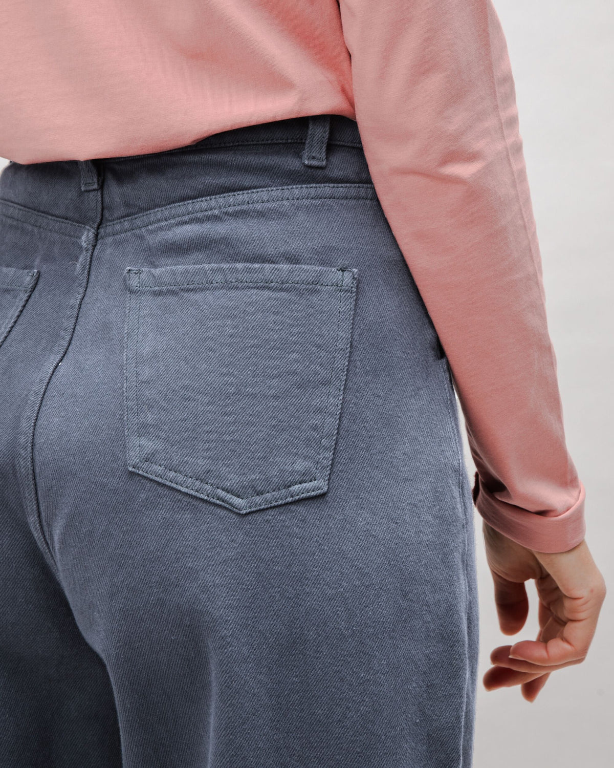 Pegged Cotton Twill Pants Dark Grey