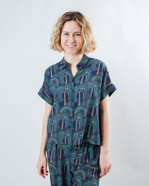 Borneo Batwing Blouse Navy