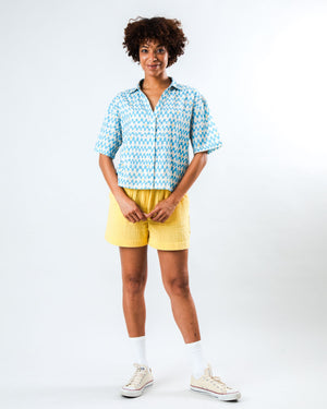 Sunset Cropped Blouse Blue