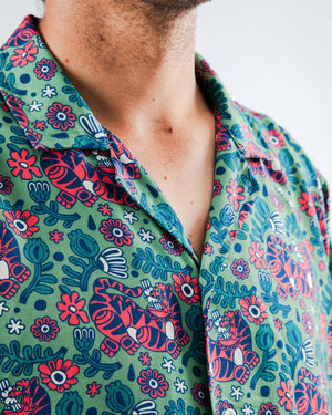 Asis Percales Tigris Aloha Shirt Light Green
