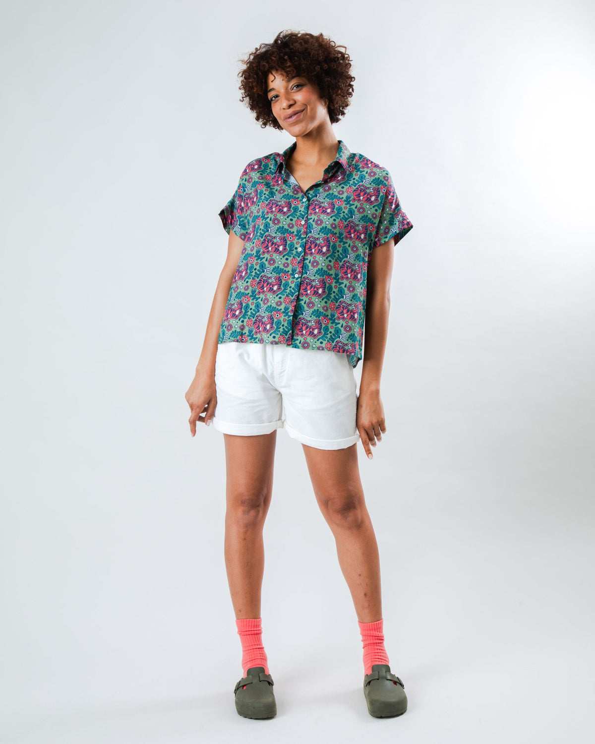 Asis Percales Tigris Batwing Blouse Light Green