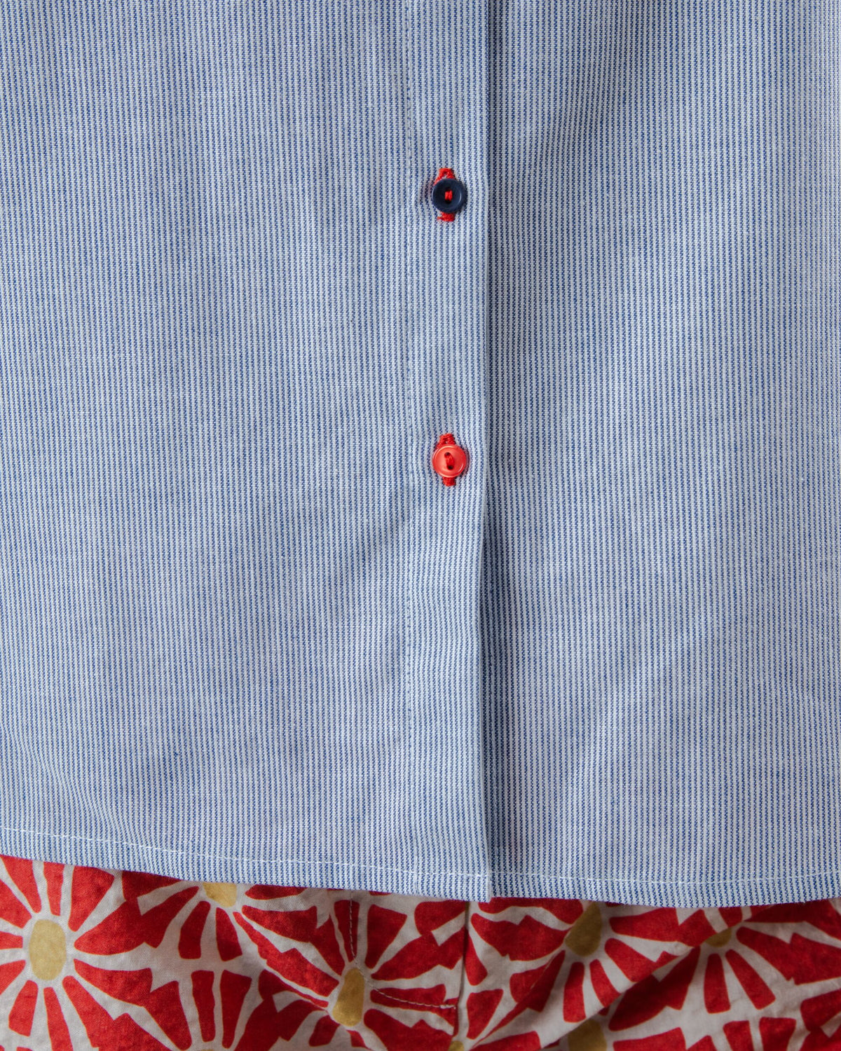 Pinstripes Batwing Sleeve Blouse Blue