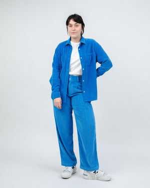 Corduroy Pleated Pants Blue