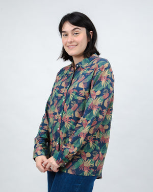 Flower Vichy Blouse Navy