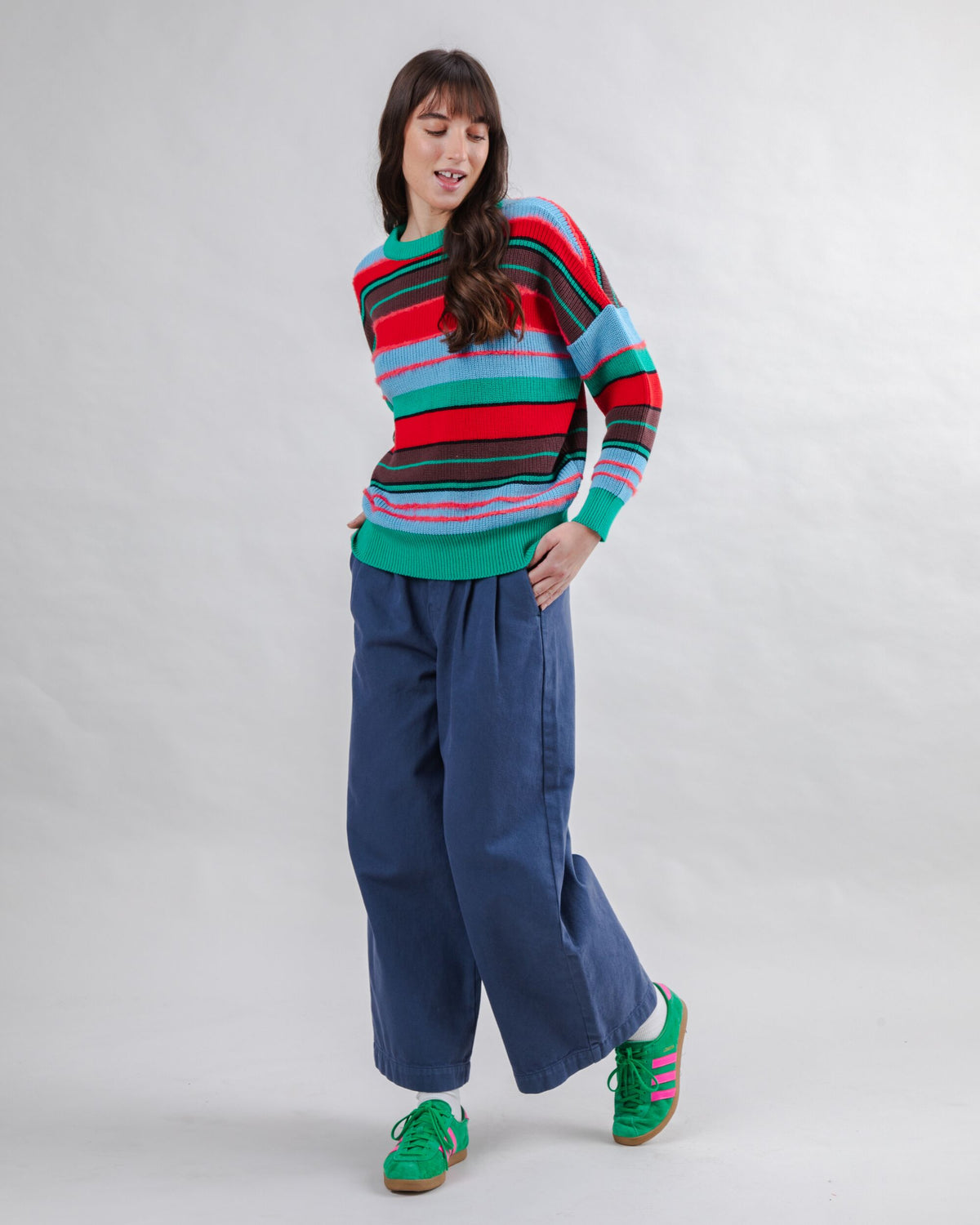 Multistriped Sweater Batwing