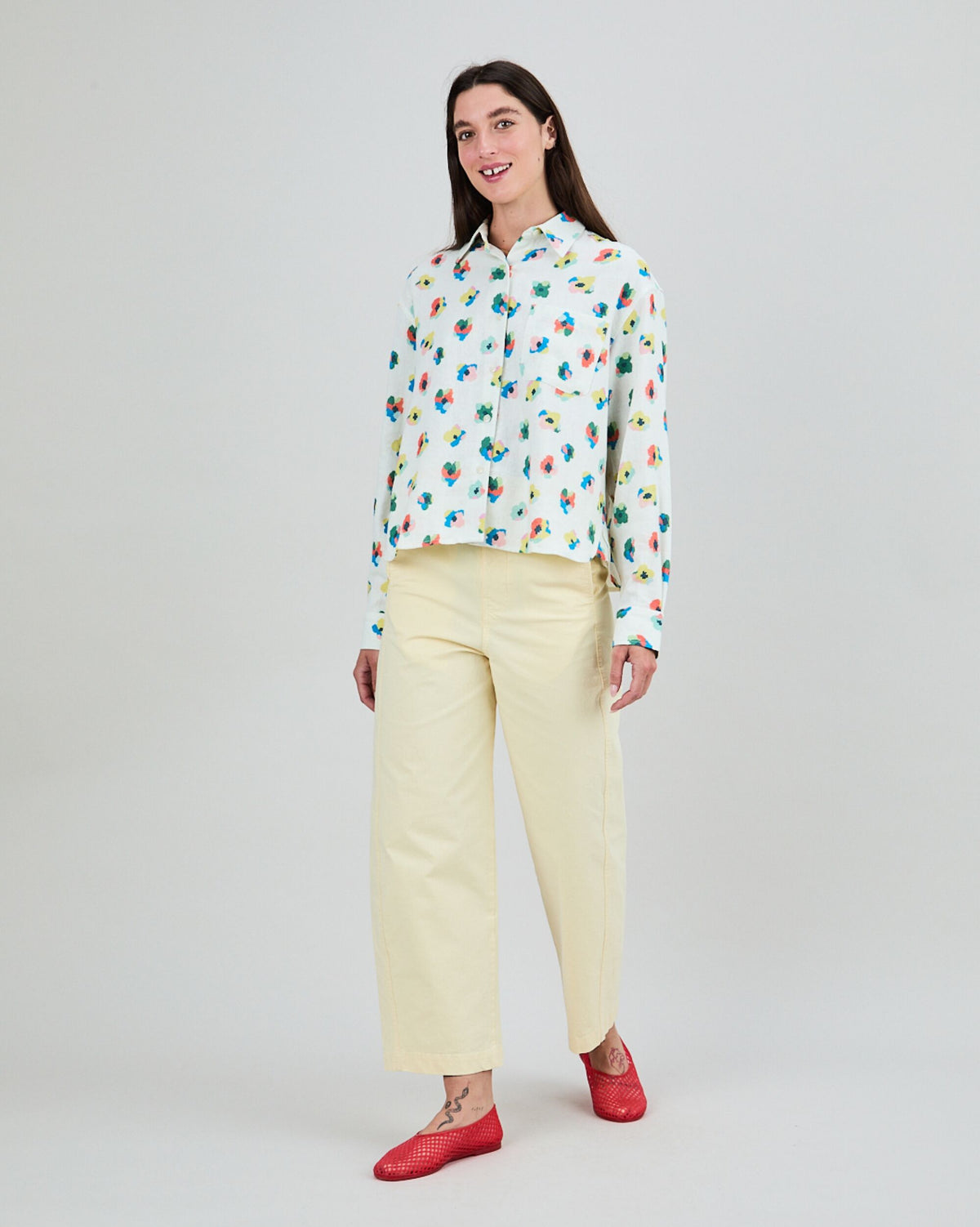 Mini Flower Boxy Blouse Ecru