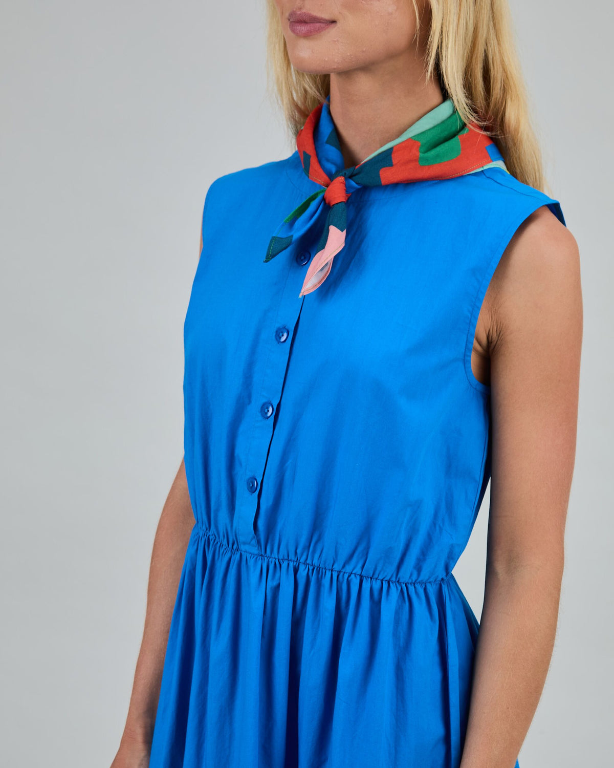 Sleeveless Shirt Dress Blue