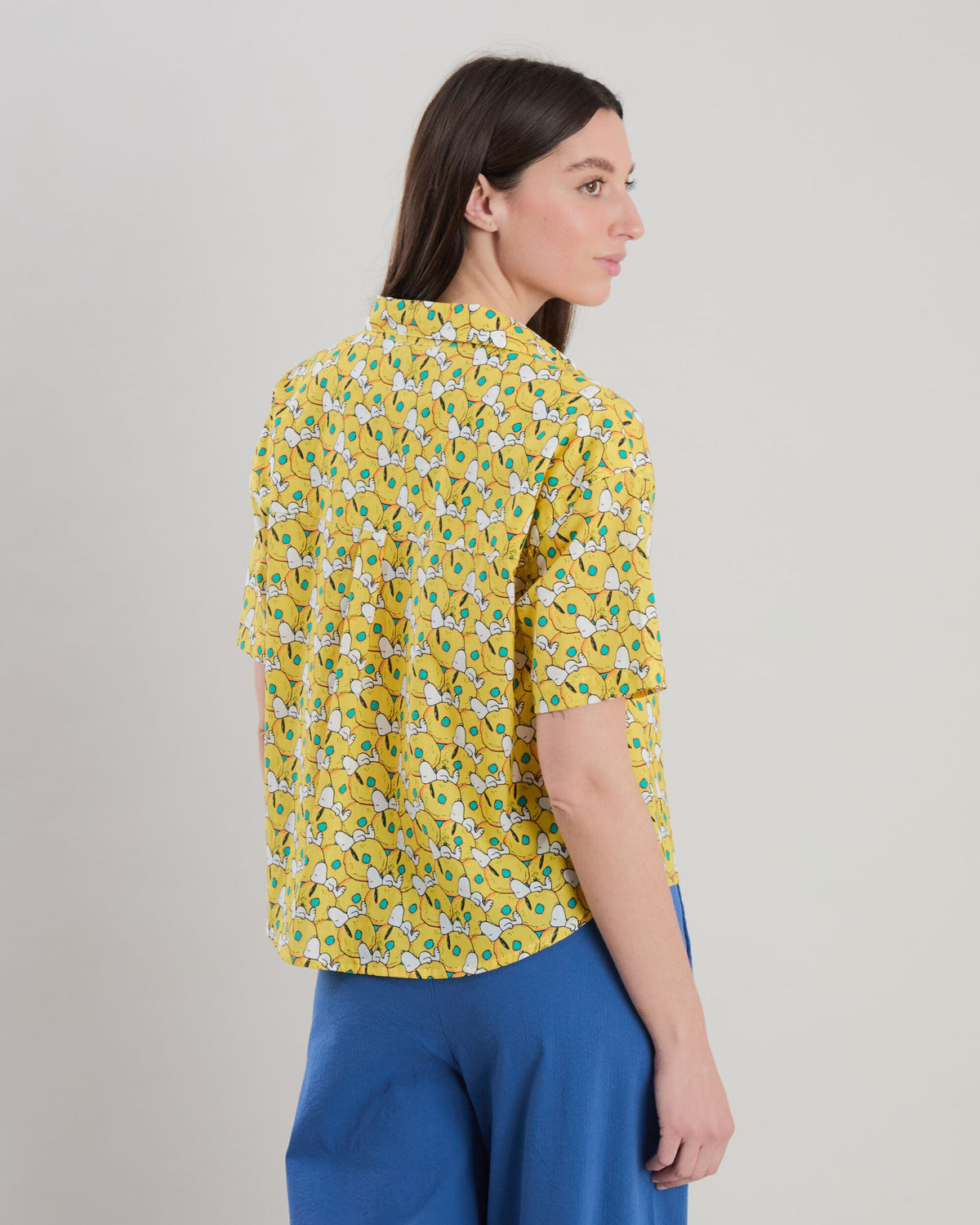 Peanuts Donuts Oversize Cropped Blouse Yellow