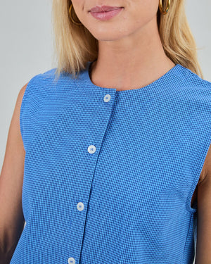 Checks Button Up Blouse Blue