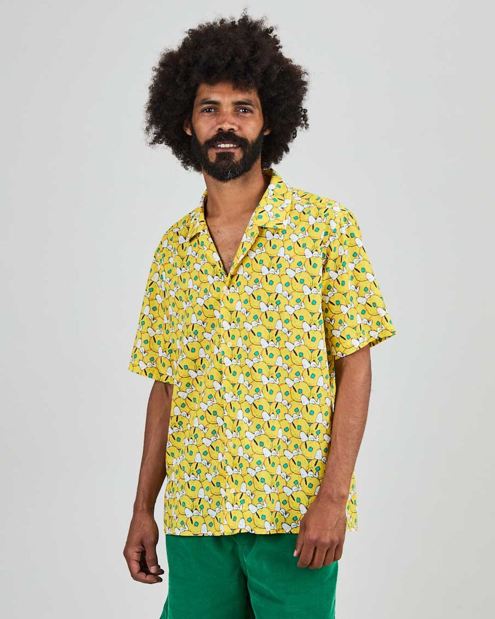 Peanuts Donuts Aloha Shirt Yellow