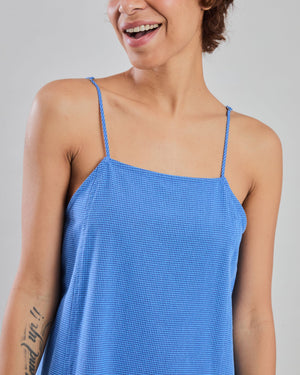 Checks Strappy Straight Dress Blue