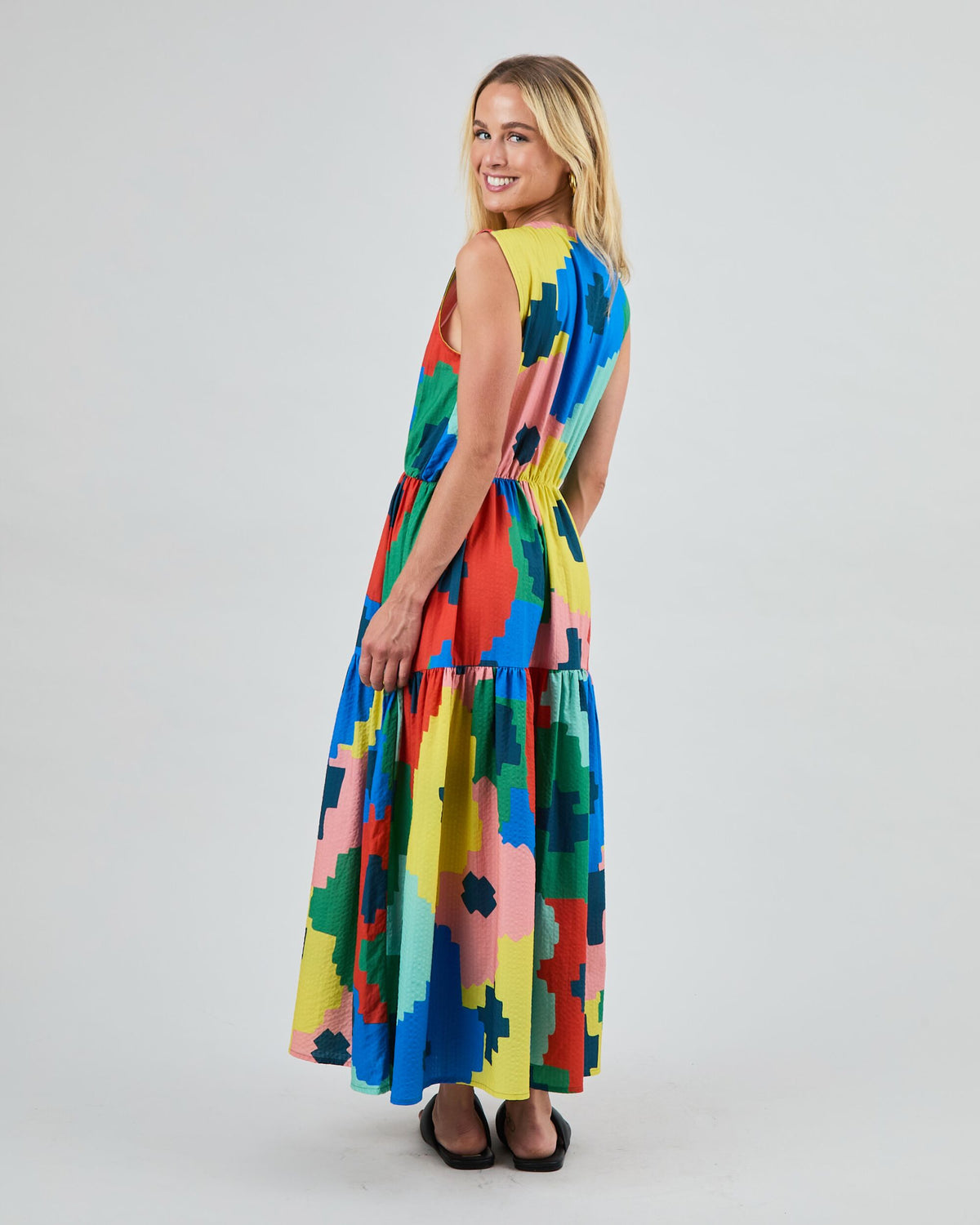 Maxi Flowers Sleeveless Shirt Dress