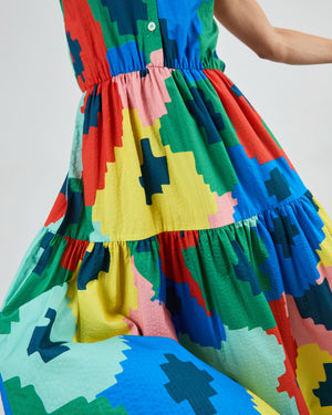 Maxi Flowers Sleeveless Shirt Dress