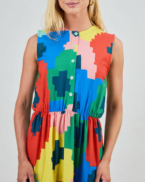 Maxi Flowers Sleeveless Shirt Dress