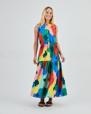 Maxi Flowers Sleeveless Shirt Dress