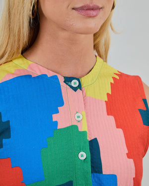 Maxi Flowers Sleeveless Shirt Dress