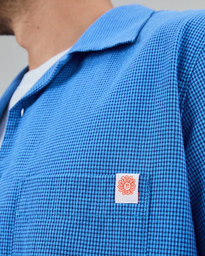 Asis Percales Daisy Checks Oversize Shirt Blue