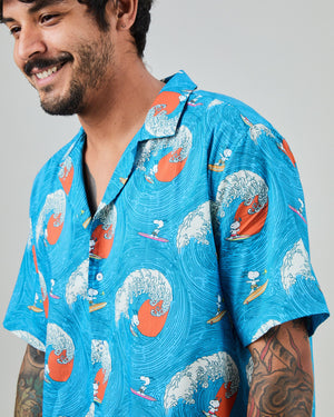Peanuts Surf Aloha Shirt Blue