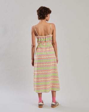 Pastel Wavy Stripes Strap Dress
