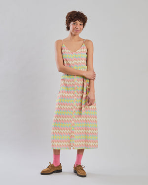 Pastel Wavy Stripes Strap Dress