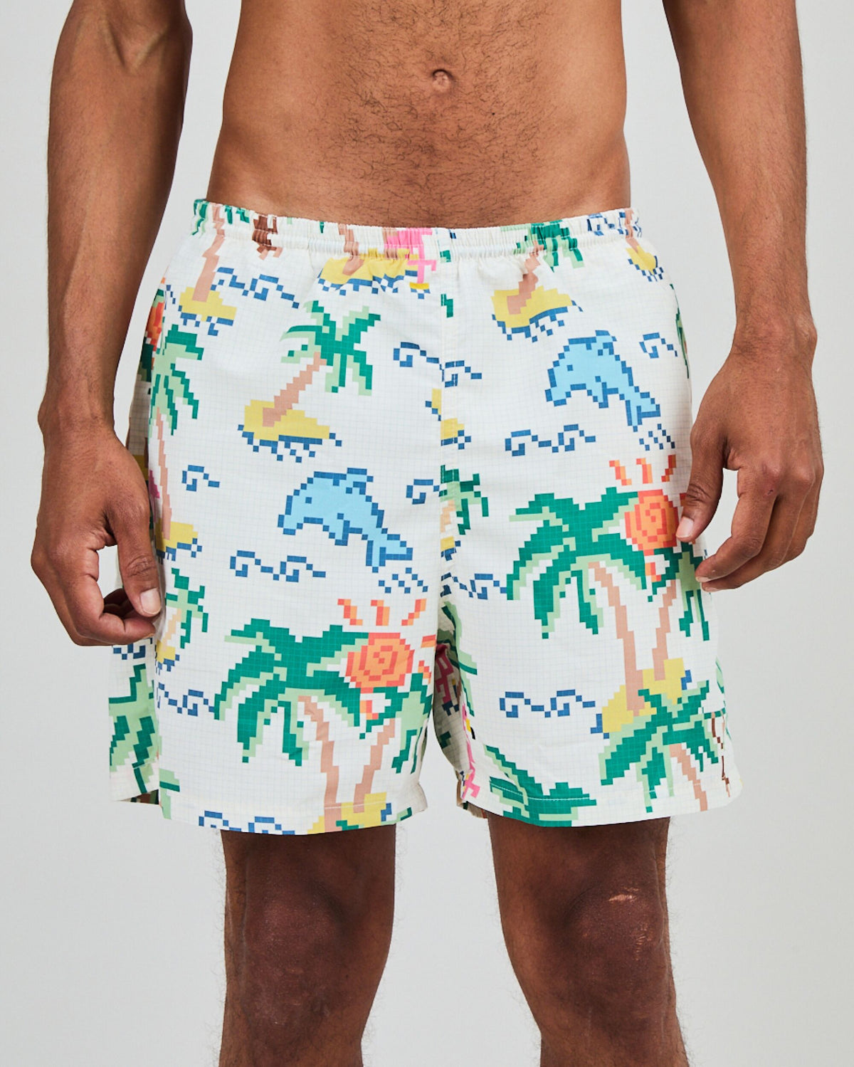 Tropical Pixel Swimwear Ecru