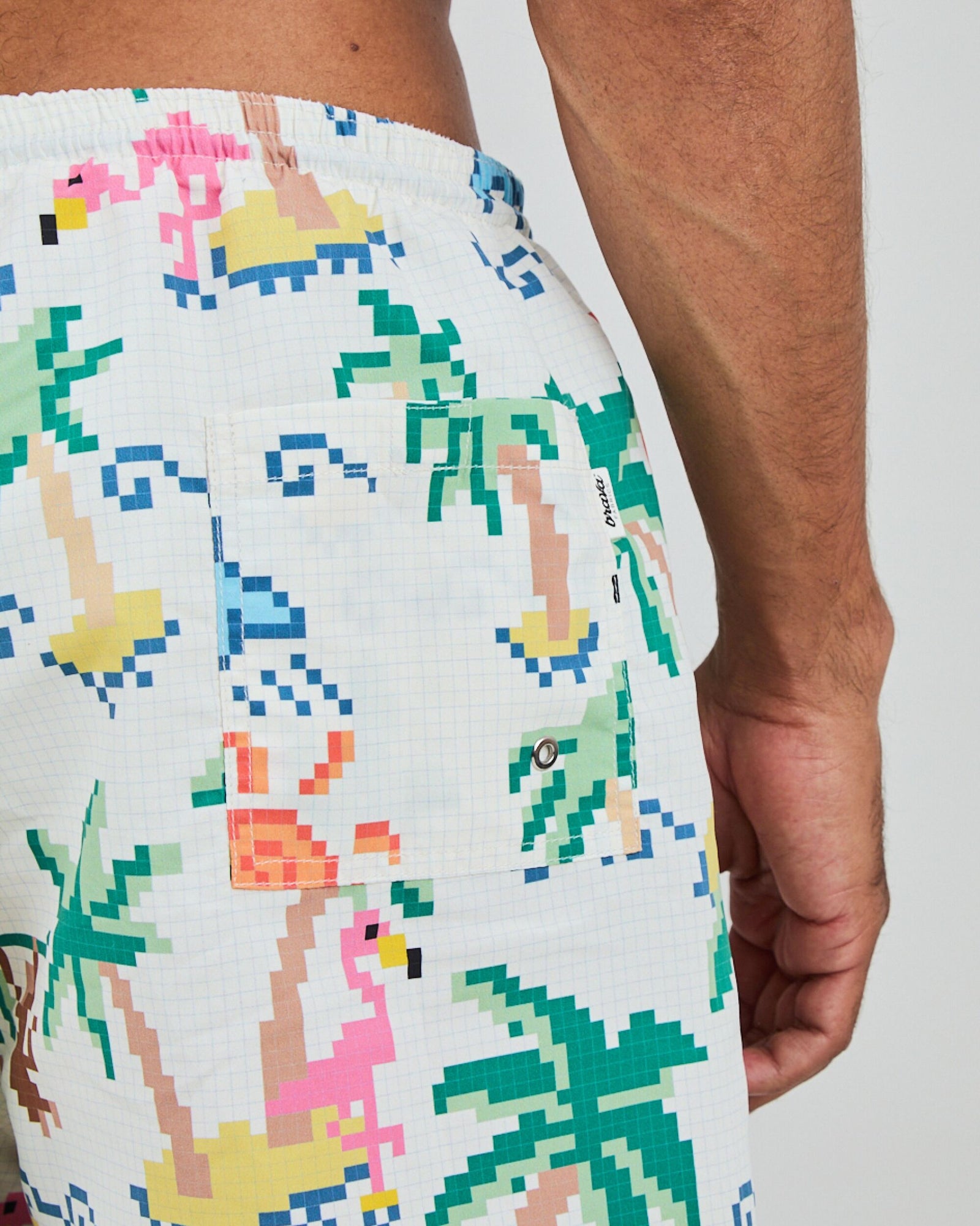 Tropical Pixel Swimwear Ecru