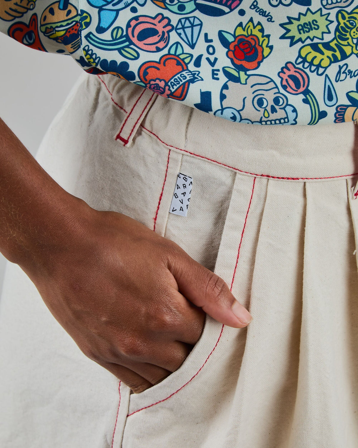 Denim Slub Midi Skirt Ecru