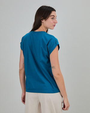 Asis Percales Daisy Scoop Tee Blue