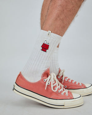 Peanuts Doghouse Socks White