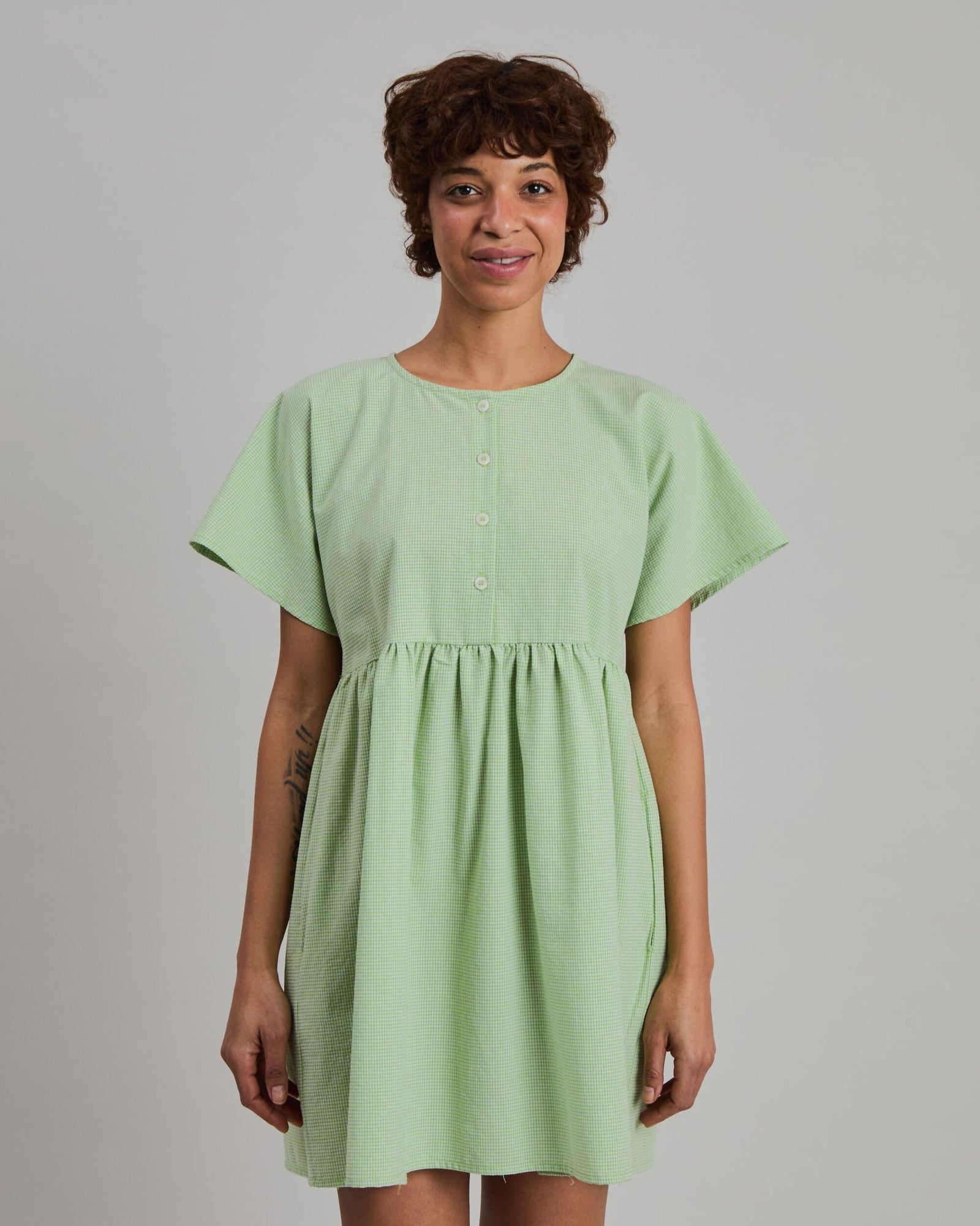 Checks Oversize Shorts Dress Green