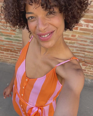 Color Block Trägerkleid Orange