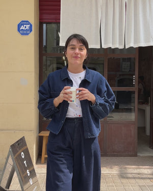 Wide Leg Hose Dunkelblau Denim