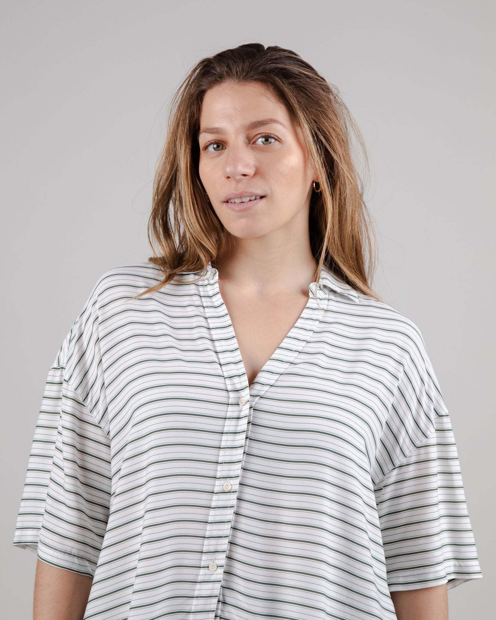 Mix Oversize Cropped Blouse Kale